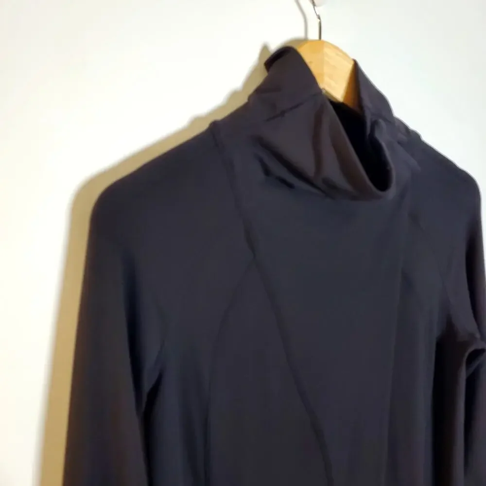 Lululemon Rulu Rally Wrap Women 6 Black Snap Neck Open Cardigan Cozy Stretch